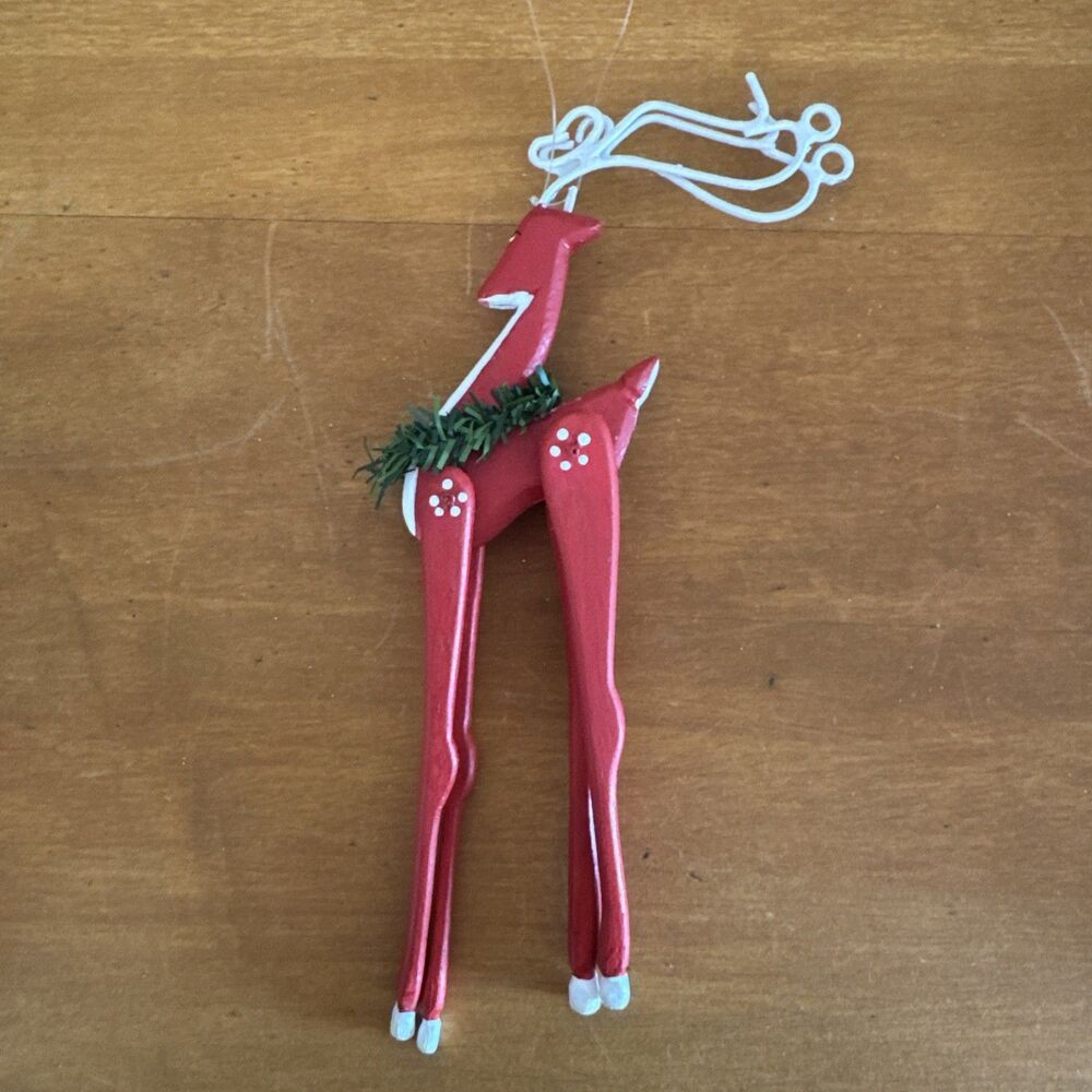Department 56 Slim Trim Reindeer Christmas Ornament Hand Painted Whimsical Legs